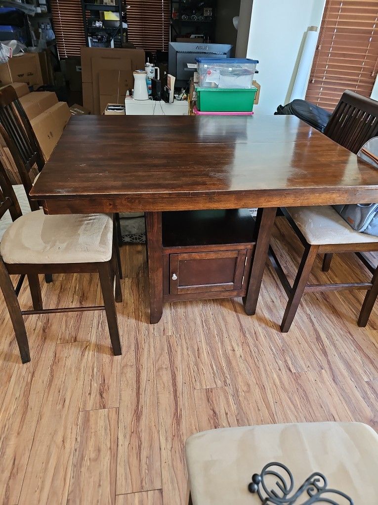 Bar/Cabinet Height Dining Room Table And Chairs
