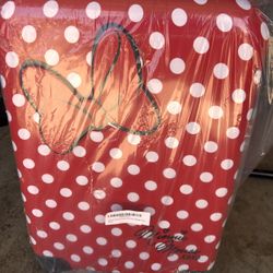 Disney Hardside Luggage With Spinner Wheels, Minnie Mouse Red Bow, Carry-On 21-Inch Overall Pick 