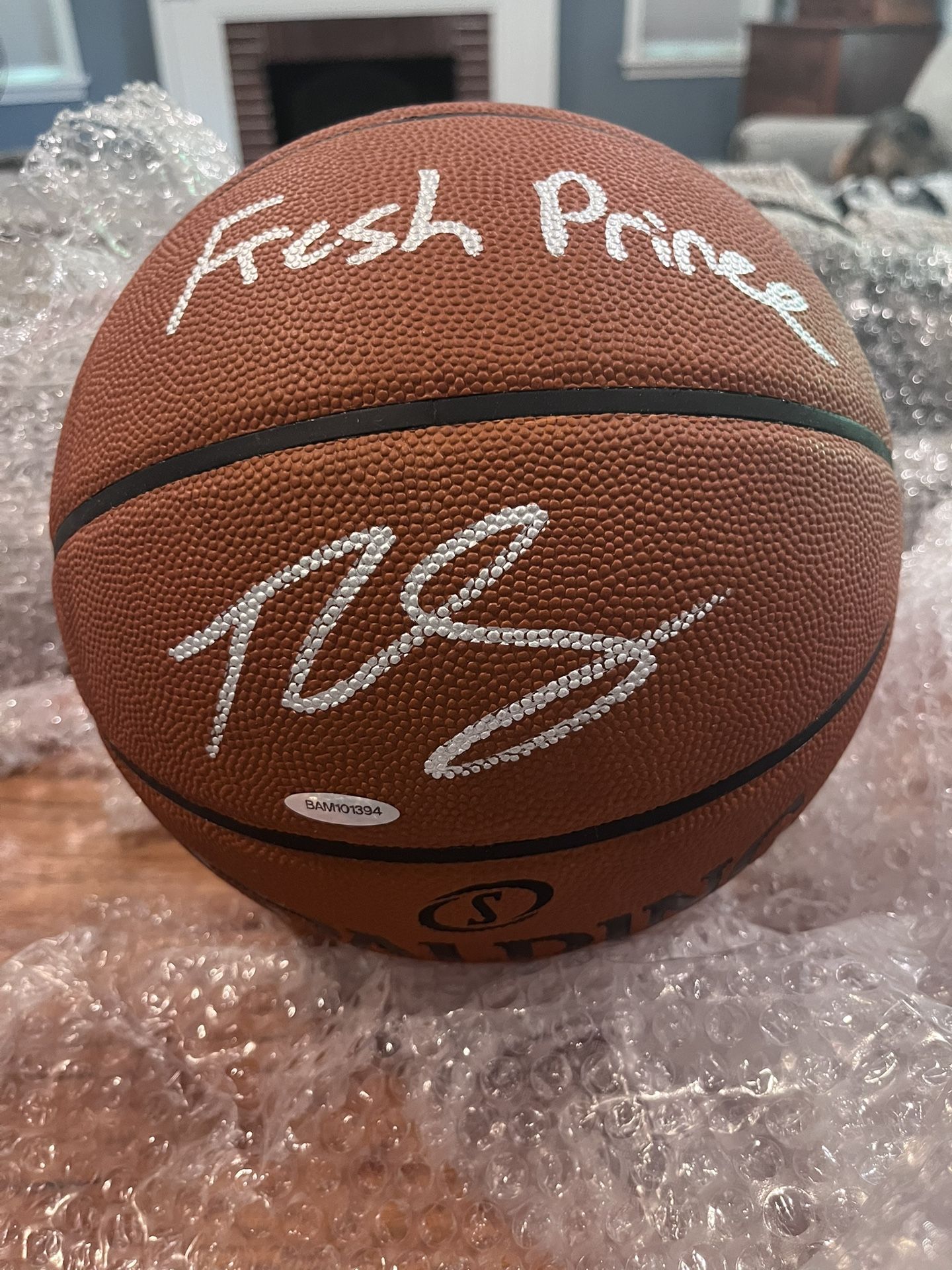 Autographed Philadelphia 76ers Ben Simmons Spalding Basketball with "Fresh Prince" Inscription - Upper Deck
