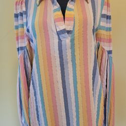 Amadi Rainbow Peasant Blouse
