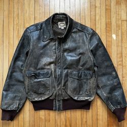 VTG 80’s Banana Republic A2 Bomber Brown Leather Jacket Sz.44 Made in USA (Rare)