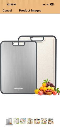 Titanium Cutting Board for Kitchen, Double Sided Chopping Board, 99.9% Pure Titanium & PP, Non-Porous, Odor Resistant, Safe for Raw & Cooked Food, Eas