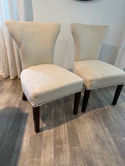 Set of 2 Upholstered Dining Chairs with Nailhead Trim