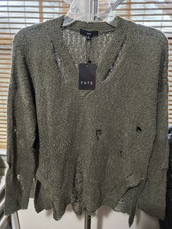 NWT/Green Distressed Sweater/Fate Brand/Size S