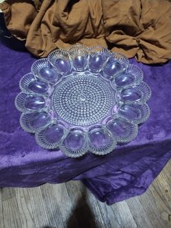 Glass Hobnail Deviled Egg Plate