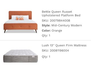 Queen Size Bed Frame & Mattress