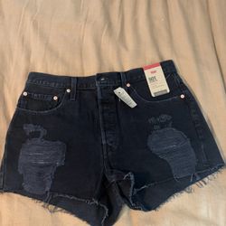 Levi’s Women’s 501 Distressed Black Jean Shorts Size 32 New With Tags