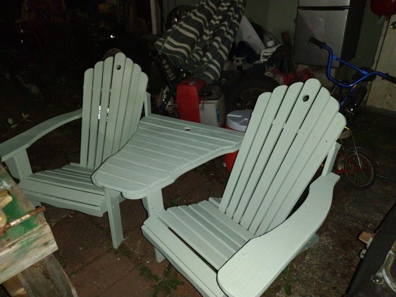Wood Chairs With Huge Umbrella