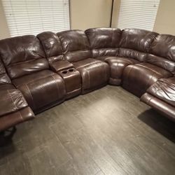 Beautiful Large Luxury Italian Leather All Electric Powered Sectional Sofa