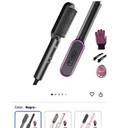 Hair straightening brush – Straightening brush with anti-scald design, 39-second fast heating, 5 heat settings, automatic shut-off, for home, travel, 