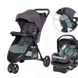 Sonar Cargo 3-Wheel Travel System with EZ-Lift-Desert Sage  Baby Trend 3-Wheel Stroller and Car Seat Combo with Optimal Storage.  Very good condition.