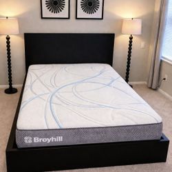 Newer Queen Ikea Malm Bed Frame with Broyhill 10" Gel Memory Foam Mattress