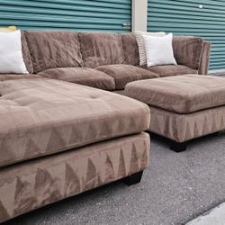FREE DELIVERY!!! A Clean + Comfy "Haining Kayson" 2pc Sectional + Ottoman (Brown)