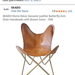 2 Tan Butterfly Chairs New
