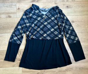 Quinee M Black Gray Plaid Tunic Top
