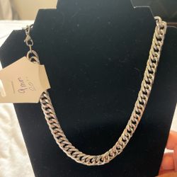 Stainless steel silver Tuscany Cuban link chain 18 inches 9 mm
