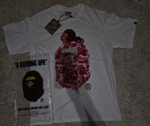 Bape pink camo tee