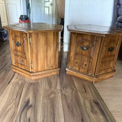 Vintage Wooden Hexagon End Tables 2