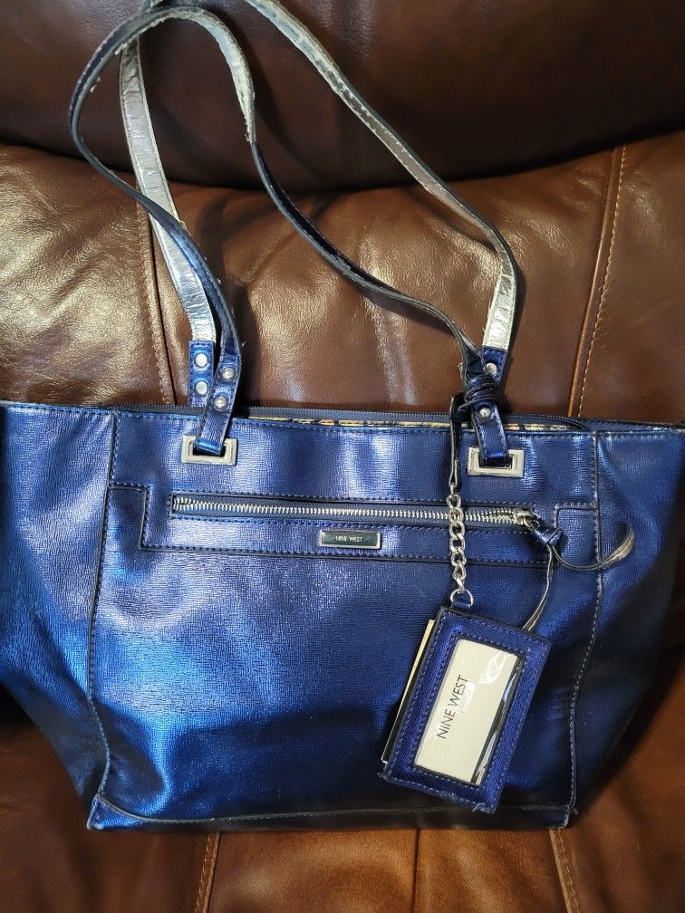 Nine West Blue Shiny Metallic Purse