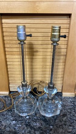 Vintage lamps with etched glass