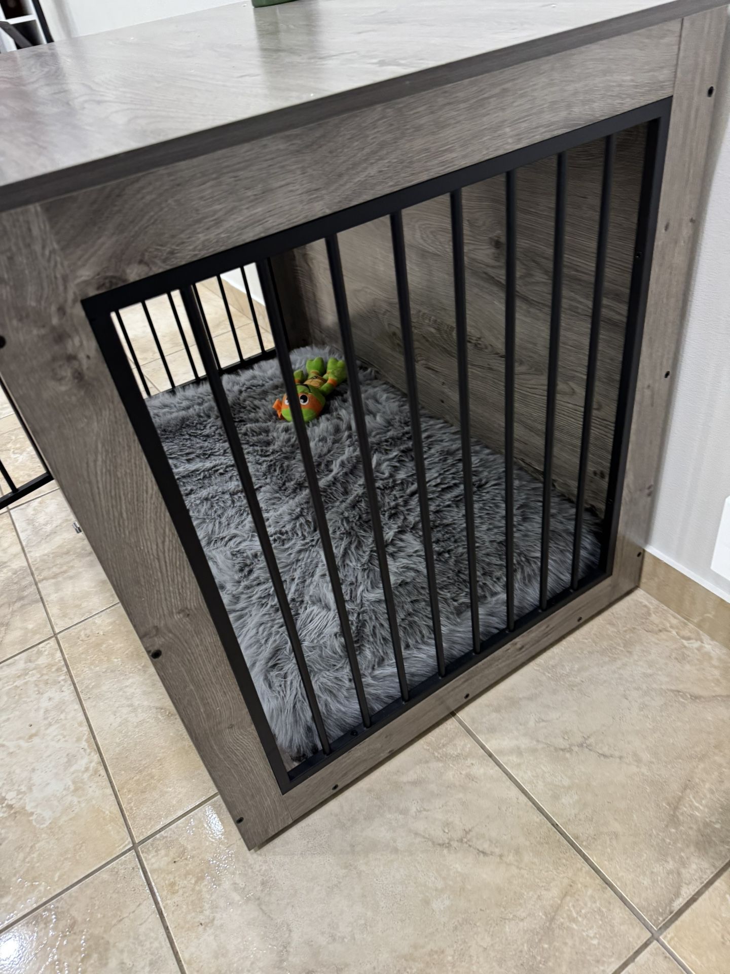 modern gray dog crate