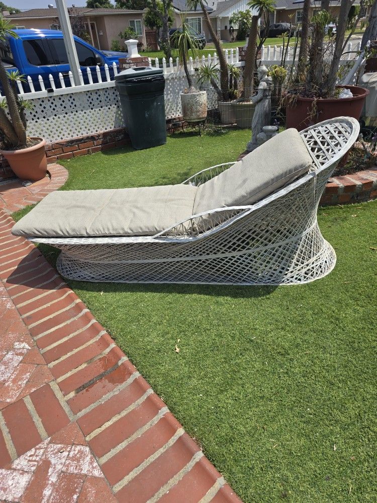 2 "Rattan Look" Metal Lounge Chairs,NO CUSHIONS