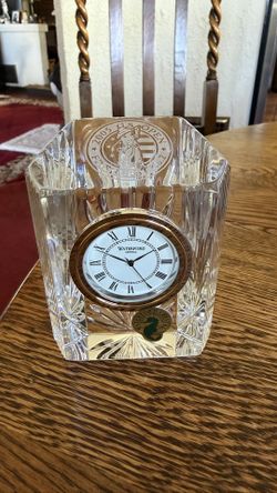 Vtg Waterford Crystal Colonnade Desk Clock Ireland,  2005 US Open Needs Battery