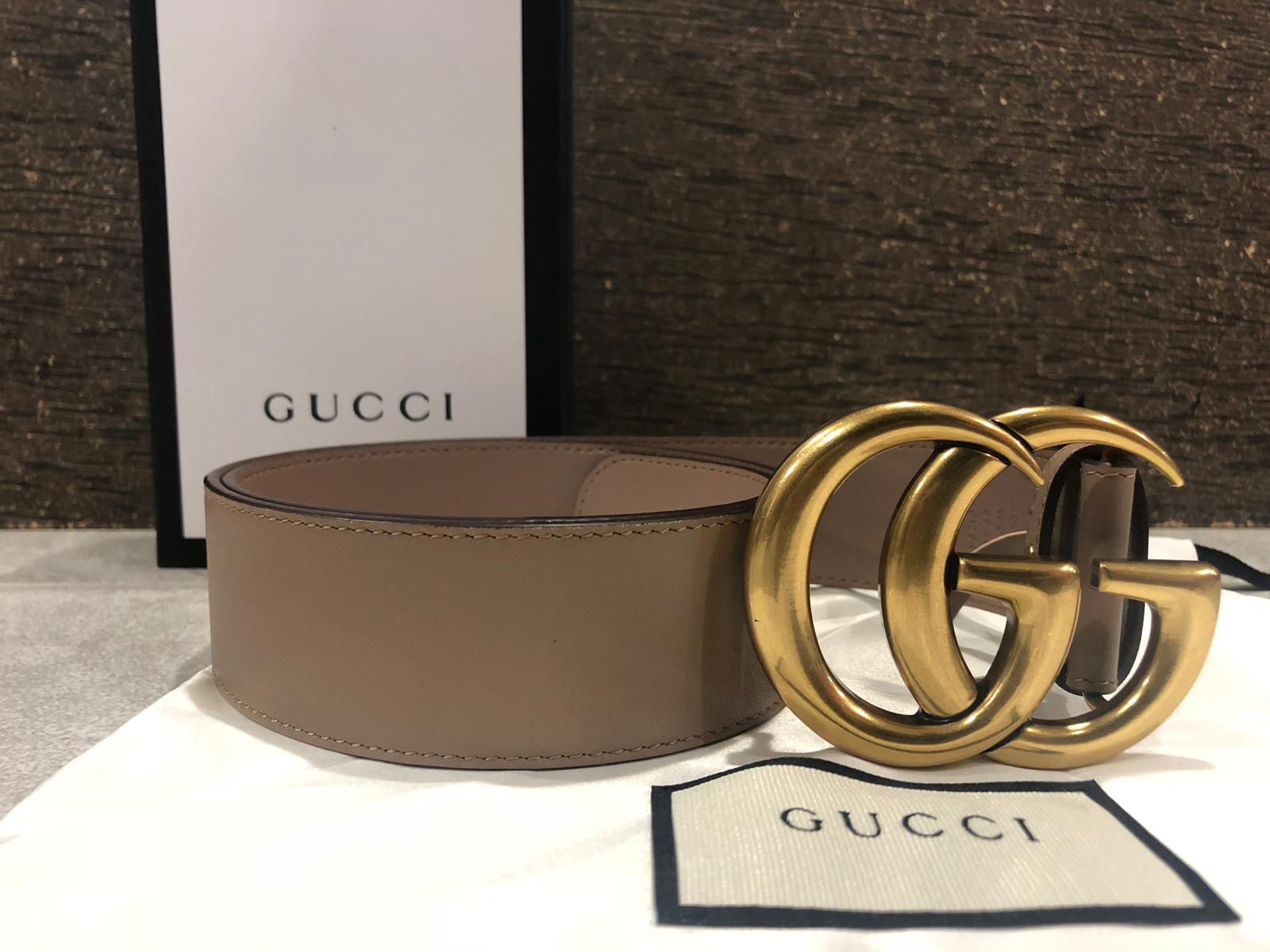 Gucci Dusty Pink Brass GG Belt *Authentic*