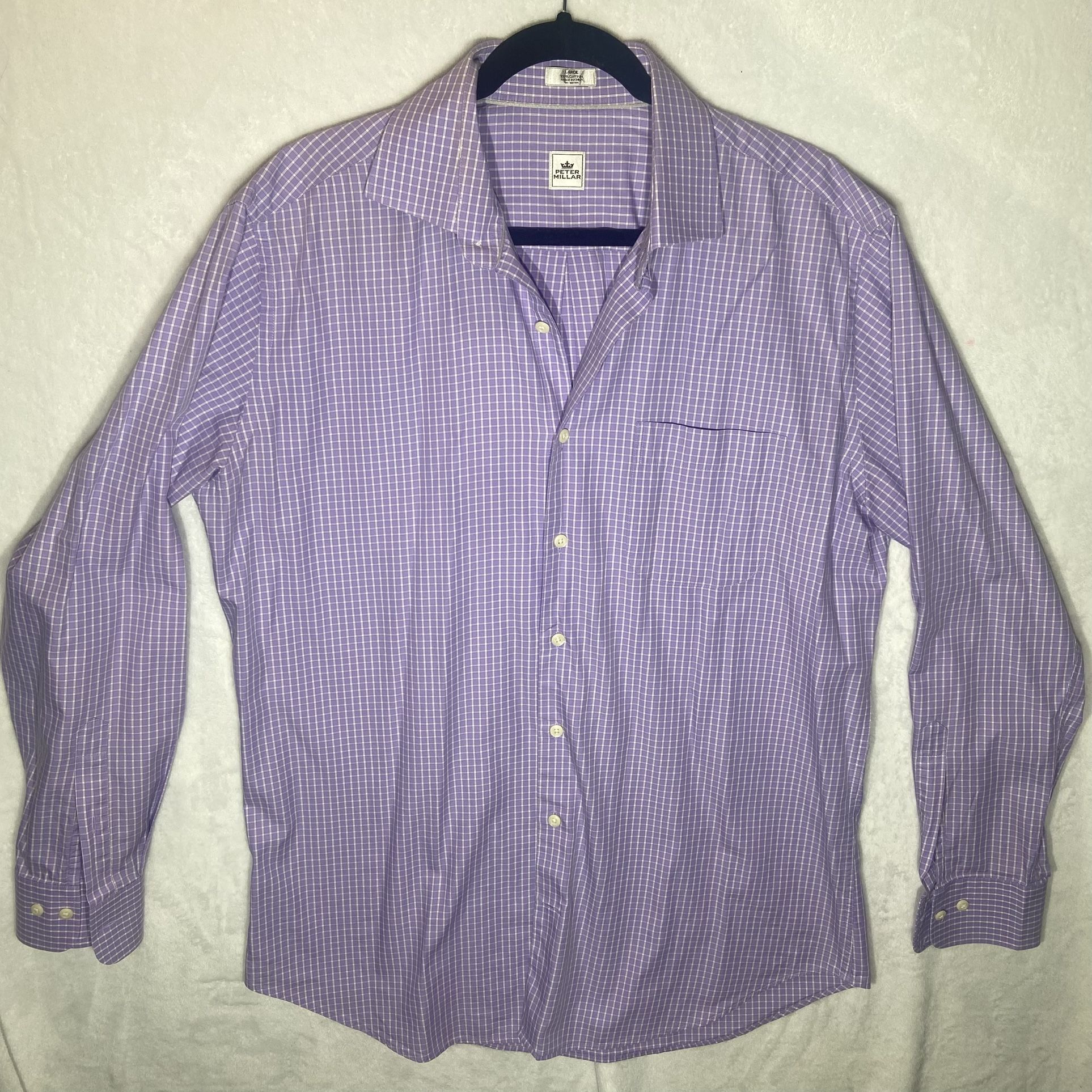 Peter Millar Weekender Finish Long Sleeve Button Down Plaid Shirt Men’s Large