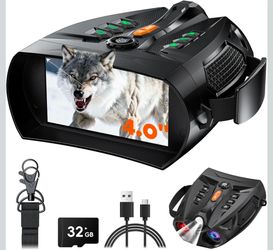 Night Vision Goggles - 4K Night Vision Binoculars for Adults, 4'' HD Screen Binoculars Camera for Camping/Security, Support Computer, 10x Zoom, 5000mA
