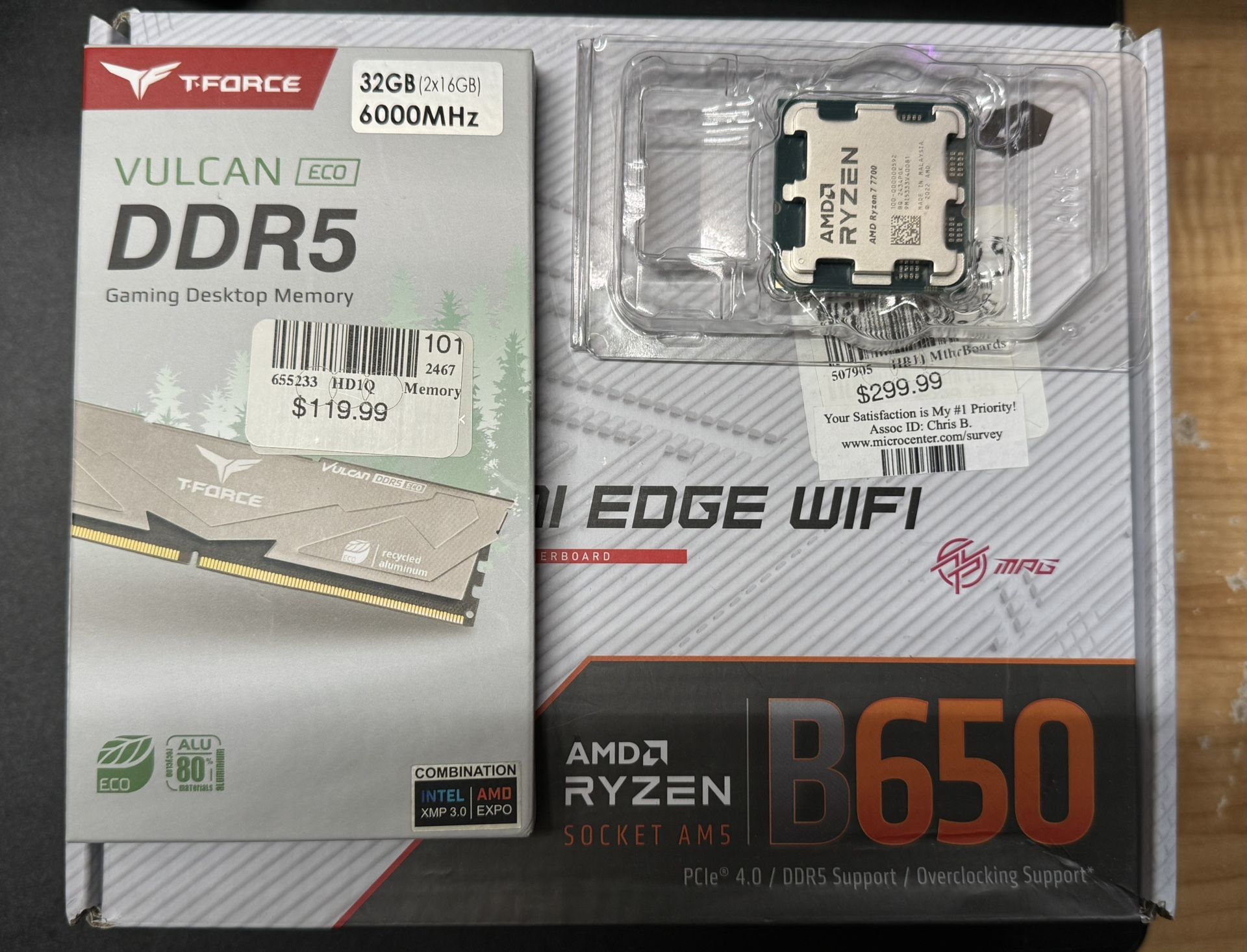 AM5 ITX Combo (7700, MSI B650I EDGE, T-Force Vulcan Eco 32GB 6000 CL30)