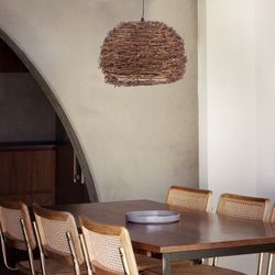 Wicker Rattan Shade Pendant Light Fixture Rustic Vintage Hanging Ceiling Lamp