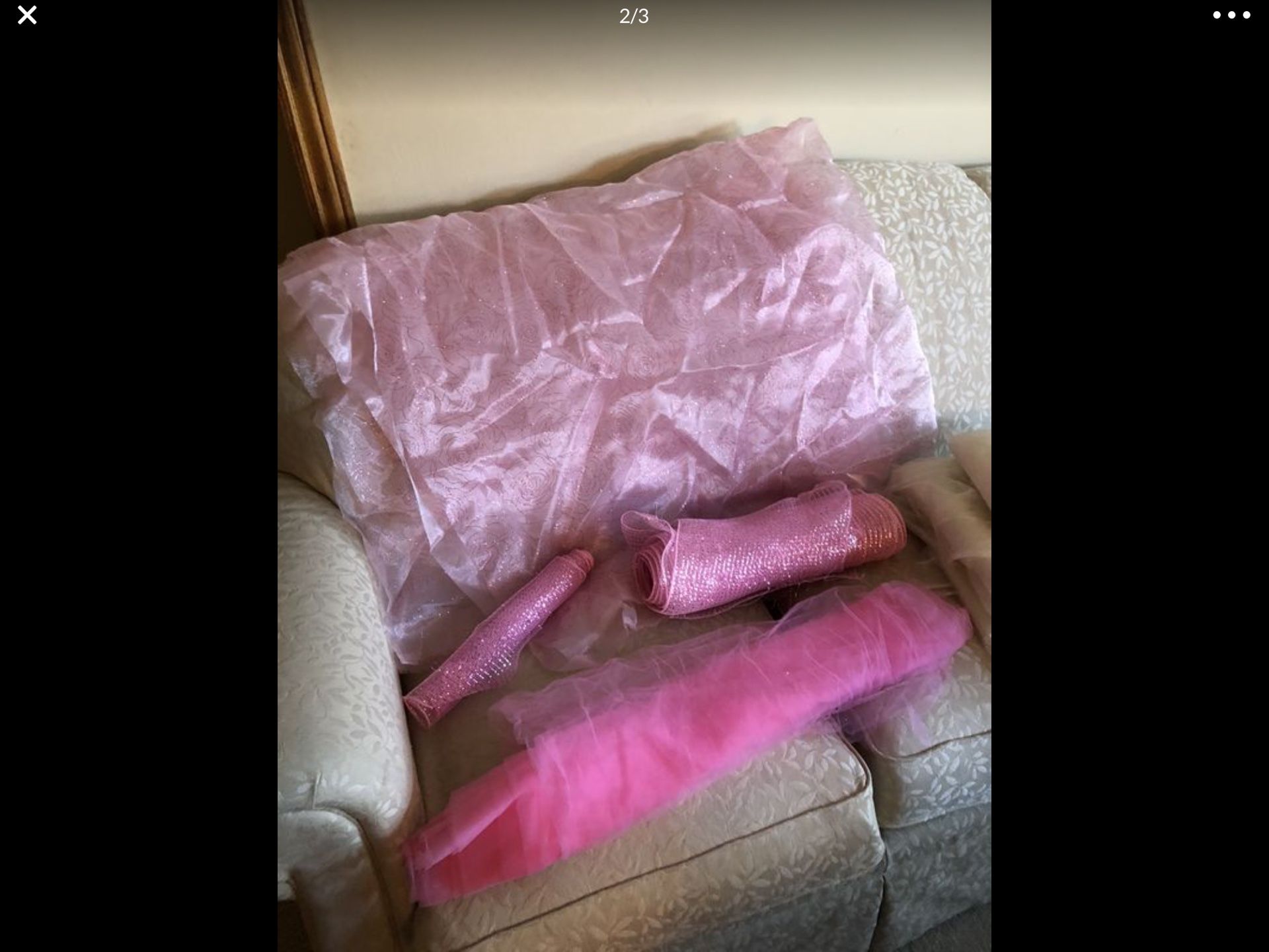 Pink and Ivory Tulle material