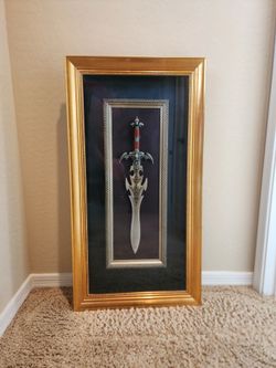 Gothic Fantasy Dagger Framed Shadowbox – Huge 38" Wall Decor