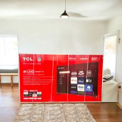 HD365 85” TCL smart 4k Roku led tv