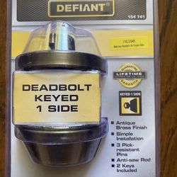 Defiant Deadbolt Keyed 1 Side Lock