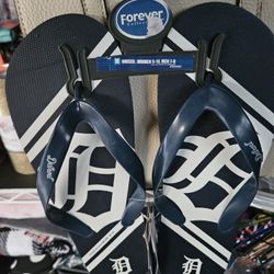 Detroit 🐯 Tiger Flip Flops. Size Below