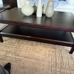 Crate & Barrel Ebonized Wood Coffee Table