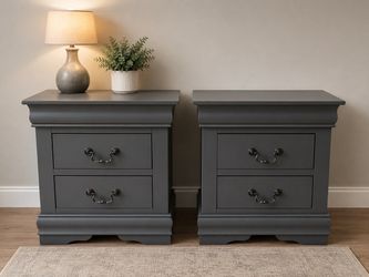 Gray 2-Drawer Nightstand Set of 2