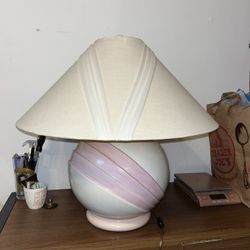 Vintage 80’s Lamp W Original Shade 