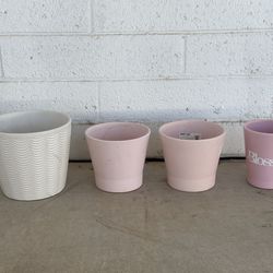 4 Cute Small Pots 1 White 3 Light Pink Ceramic Flower Planter Pots Pot Blossom Germany IKEA Papaja