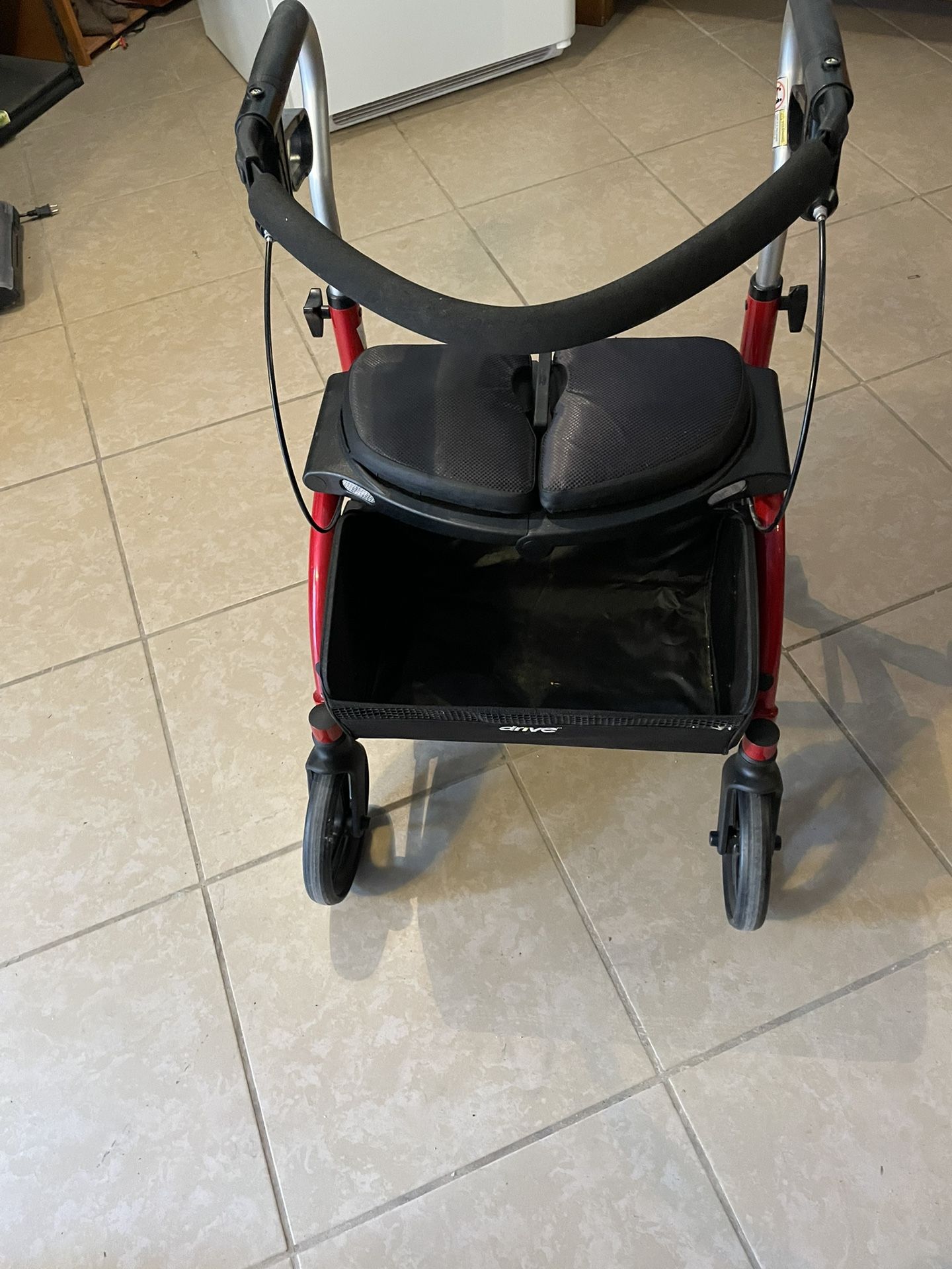 Red Drive Walker With Cushion Seat