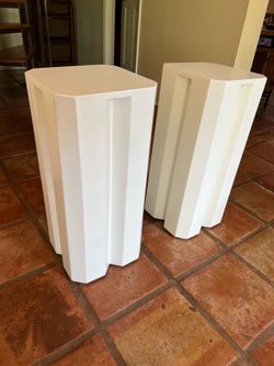 Ivory pedestal side tables
