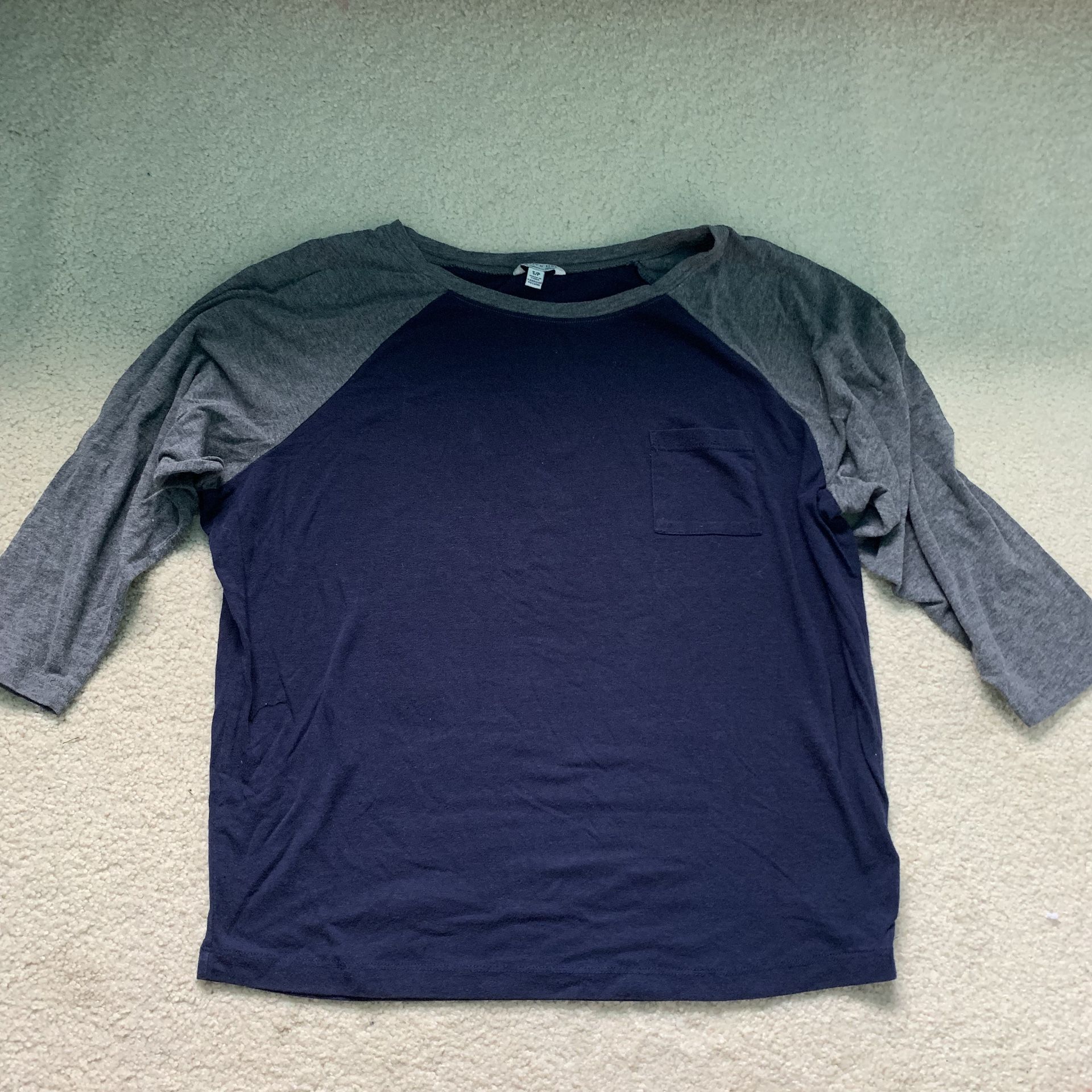 Blue and gray baseball tee