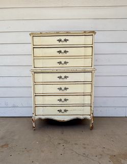All Wood Mid-Century Vintage Solid Dixie Brand Chest of Drawers, Highboy.