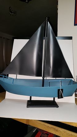 Metal Chalkboard Sails Boat 21in high and 21in longg