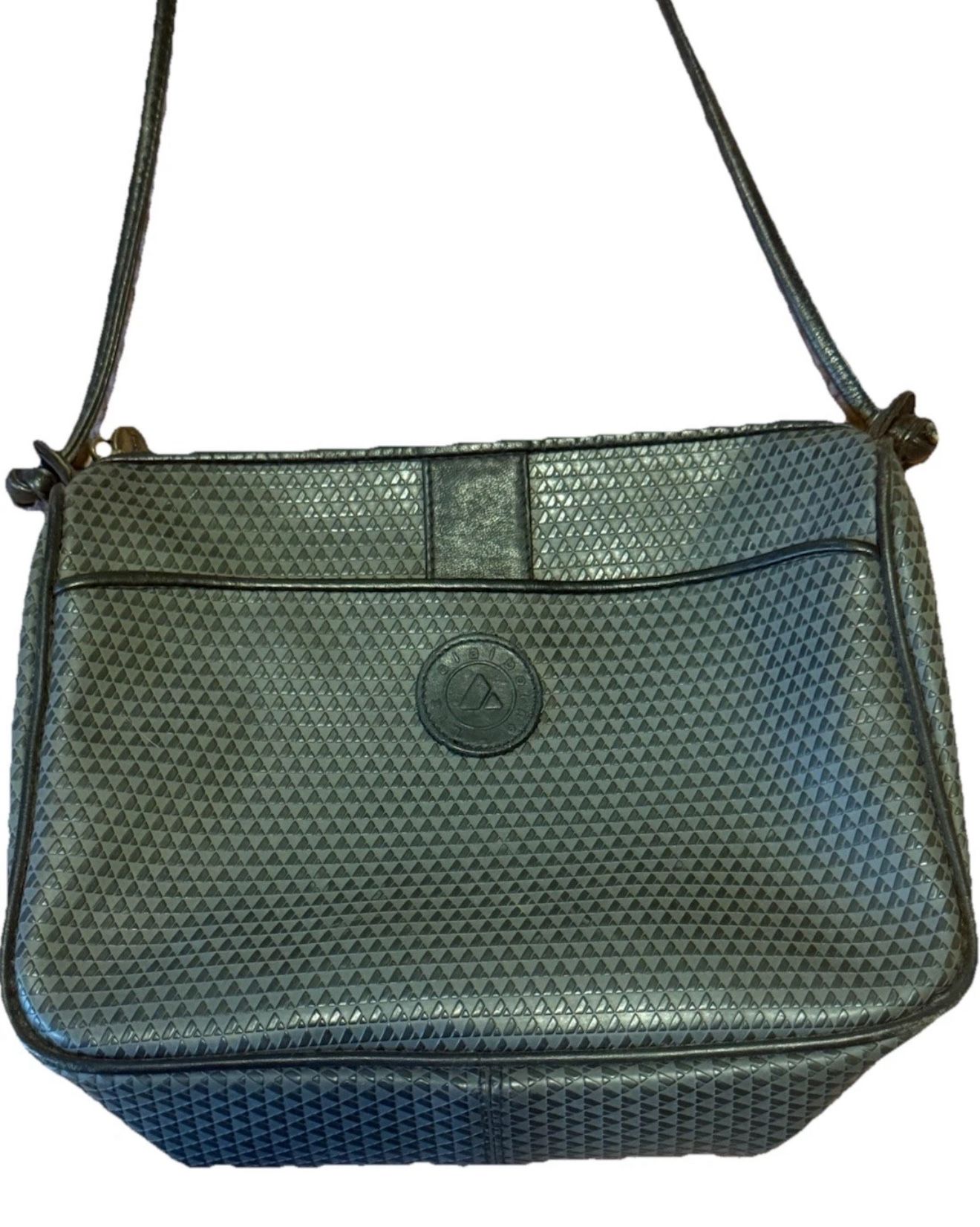 Vintage Liz Claiborne Black & Gray Crossbody Bag 1984 Leather Trim Small Purse