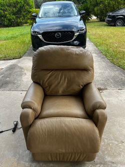 Tan Leather Power Recliner Chair