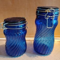 Glass Canisters - Cobalt Blue 