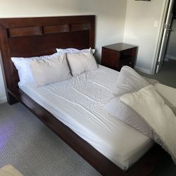 Queen Bed Frame + Side Table 